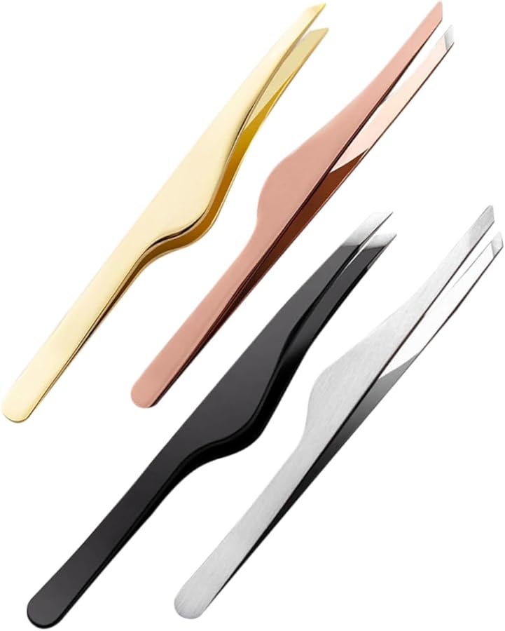 Matte Finish Stainless Steel Eyelash Tweezers 4pcs For Lash Extensions And Eyebrow Grooming - Image 1